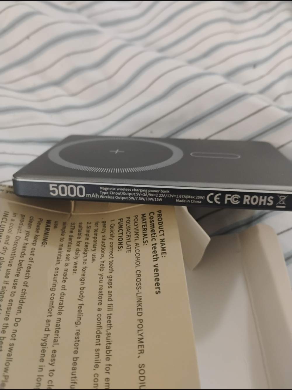 5000mAh Magnetic Wireless Charger Power Bank - Black